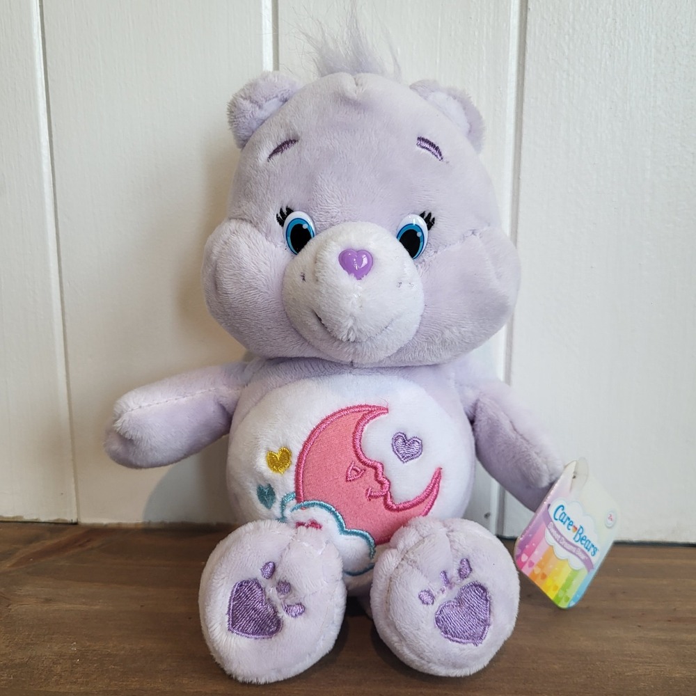 NWT Care Bear 8"‎ PURPLE SWEET DREAMS BEAR Pink Moon Plush 2015
